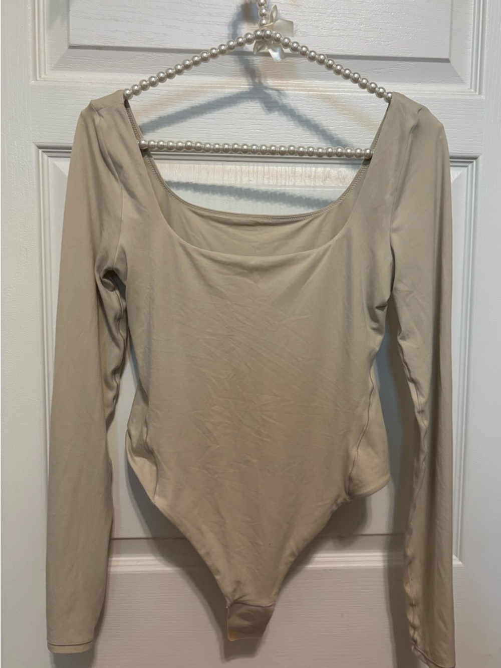 lululemon athletica Beige Long-Sleeve Scoop Neck Bodysuit